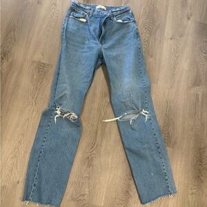 Abercrombie & Fitch Blue Distressed Straight Leg Jeans